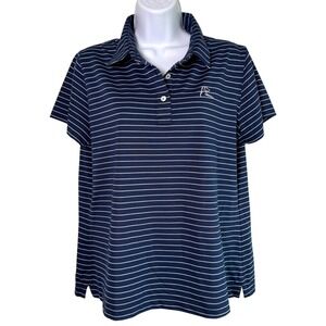 Rhoback Womens Performance Polo Shirt Striped Sz L Golf Tennis Athletic